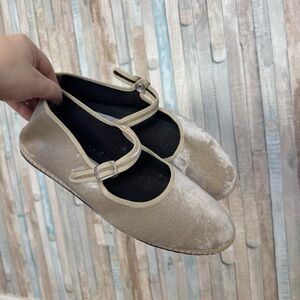 Drogheria Crivellini 40 9 Ivory Velvet Mary Jane Flats Slipper Shoes Italian